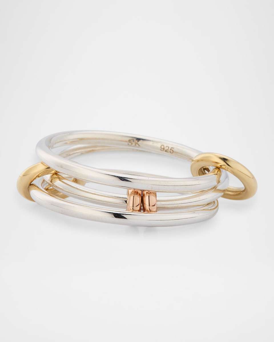 Acacia SG Three Link Ring in Sterling Silver with Yellow Gold and Rose Gold
